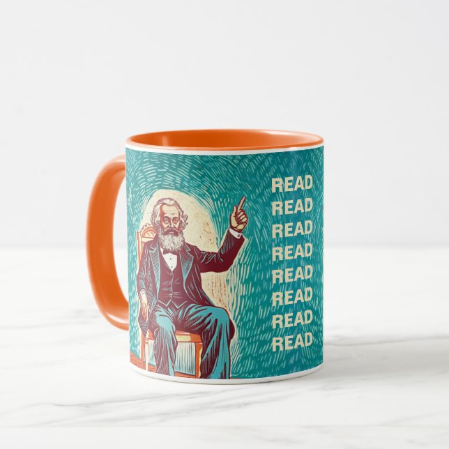 Karl Marx reading worm gift Mug (Front Left)