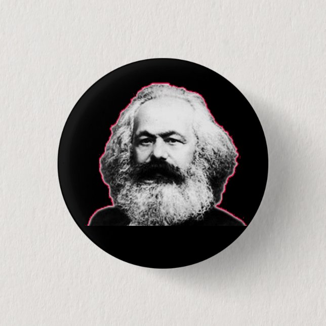 Karl Marx red outline/black 1 Inch Round Button (Front)