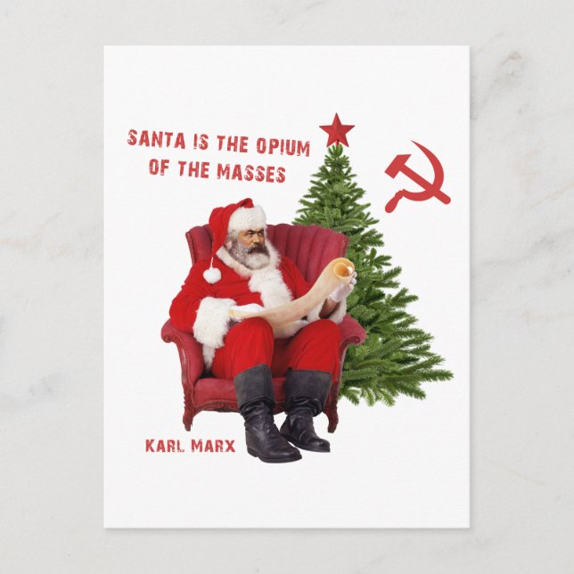 Karl Marx Santa Holiday Postcard (Front)
