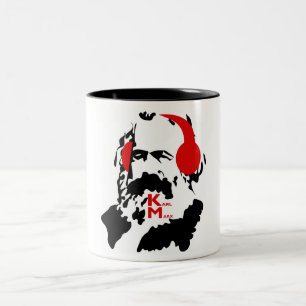 KARL MARX WITH HEADPHONES Two-Tone COFFEE MUG