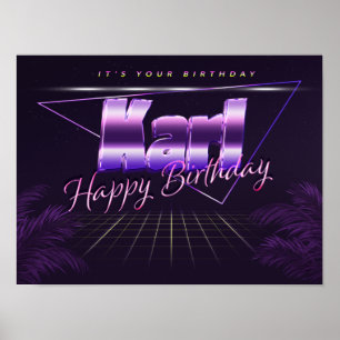 Karl Name Vorname lila retro Poster Geburtstag