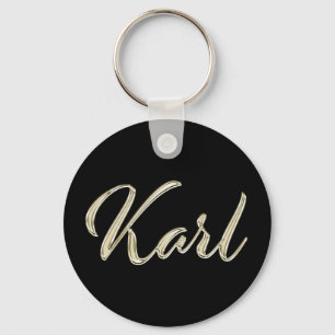 Karl Name whitegold Button Schlüsselanhänger Keychain
