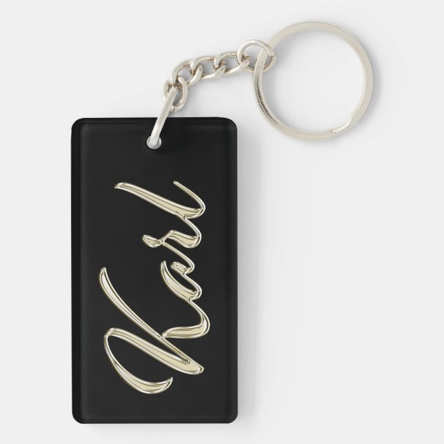 Karl Name whitegold Keytag Keychain (Back)