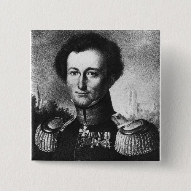 Karl von Clausewitz 2 Inch Square Button (Front)