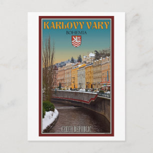 Karlovy Vary - Semnice River Winter Postcard