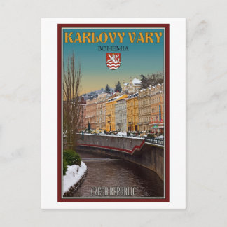 Karlovy Vary - Semnice River Winter Postcard