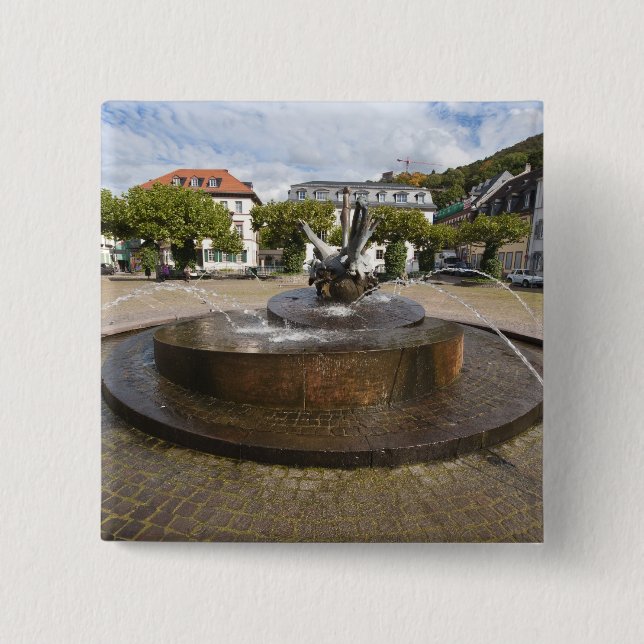 Karlsplatz (Karl's Square), Old Town Heidelberg 2 Inch Square Button (Front)