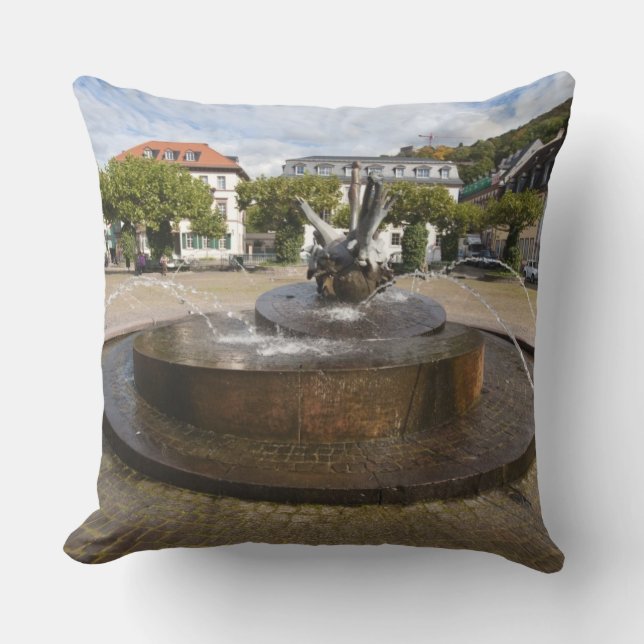 Karlsplatz (Karl's Square), Old Town Heidelberg Throw Pillow (Front)