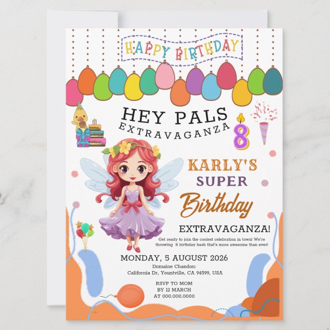 Karly's Fairy Princess 8e anniversaire Invitation (Devant)