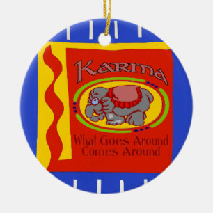 Karma, add, edit text ceramic ornament