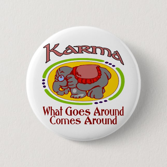 Karma Elephant 2 Inch Round Button (Front)