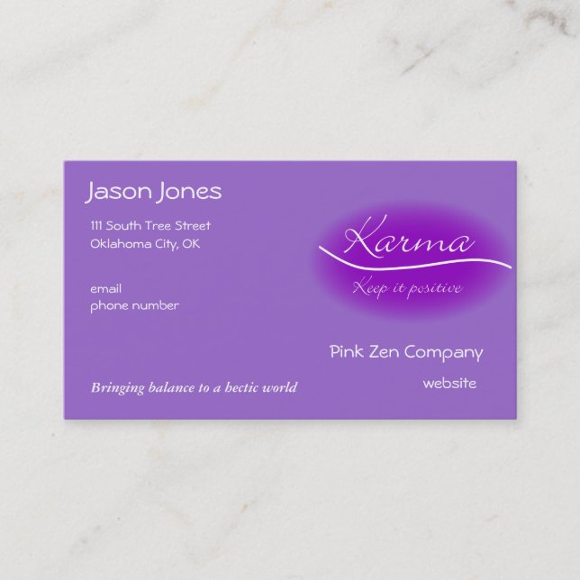Karma - Keep It Positive Business Card (Front)