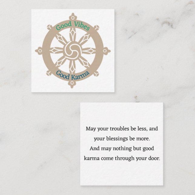 Karma Wheel Poem Pass Along Cartes (Devant / Derrière)