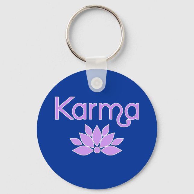Karma with Lotus Flower Tshirt Keychain (Front)