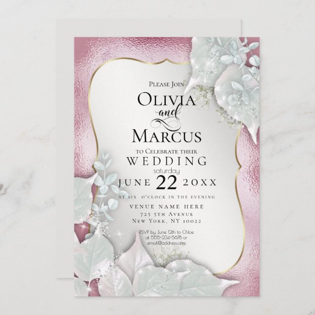  Karmila | Custom Pale Burgundy Pearl Shimmer 2 Invitation (Front/Back)