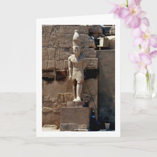 Karnak Temple Statue, Luxor, Egypt, Card (Orchid)