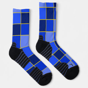 Karner Blue Butterfly Oversized Checks Blue Yellow Socks
