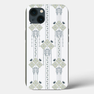 Karo flowers and curls pattern iPhone 13 case