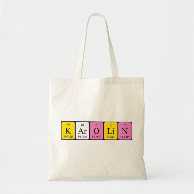 Karolin periodic table name tote bag (Front)