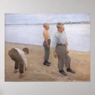 Károly Ferenczy - Boys Throwing Pebbles Poster