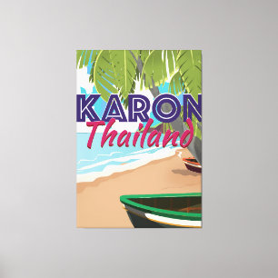 Karon thailand cartoon travel poster. canvas print