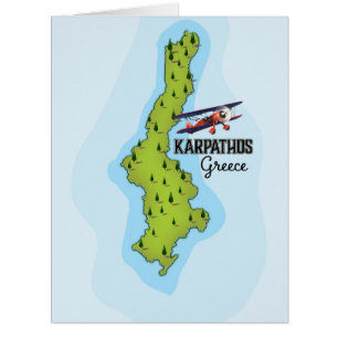Karpathos Greek Map Illustrated travel poster