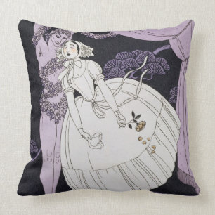 Karsavina, 1914 (pochoir print) 2 throw pillow