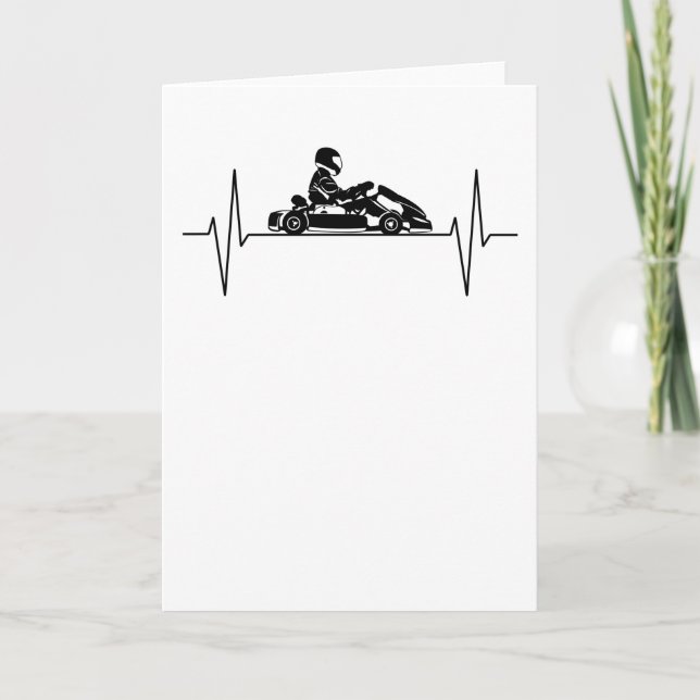 Kart Go-kart Kart Racing Heartbeat Line Gift Card (Front)