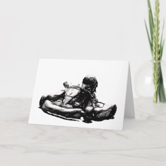 Kart Racer Sepia Pencil Sketch Card