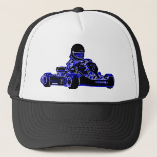 Kart Racing Blue and White Trucker Hat