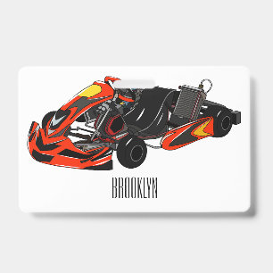 Kart racing cartoon illustration badge