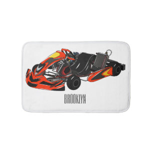Kart racing cartoon illustration bath mat