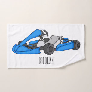 Kart racing cartoon illustration bath towel set