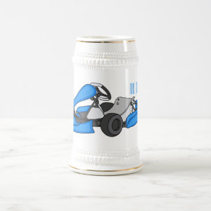 Kart racing cartoon illustration beer stein