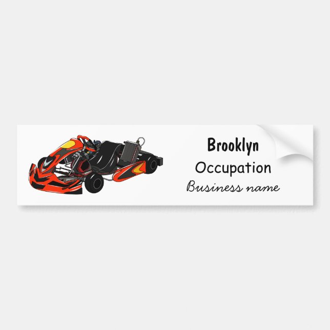 Kart racing cartoon illustration bumper sticker (Front)