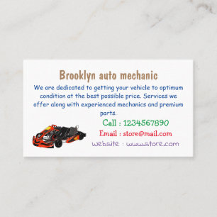 Kart racing cartoon illustration business card