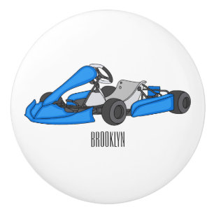 Kart racing cartoon illustration ceramic knob
