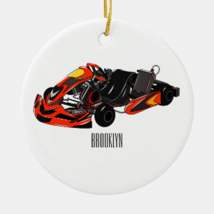 Kart racing cartoon illustration ceramic ornament