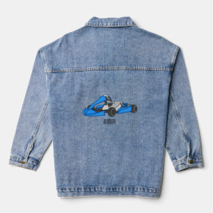 Kart racing cartoon illustration  denim jacket
