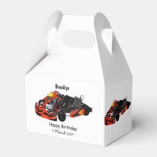 Kart racing cartoon illustration favor box