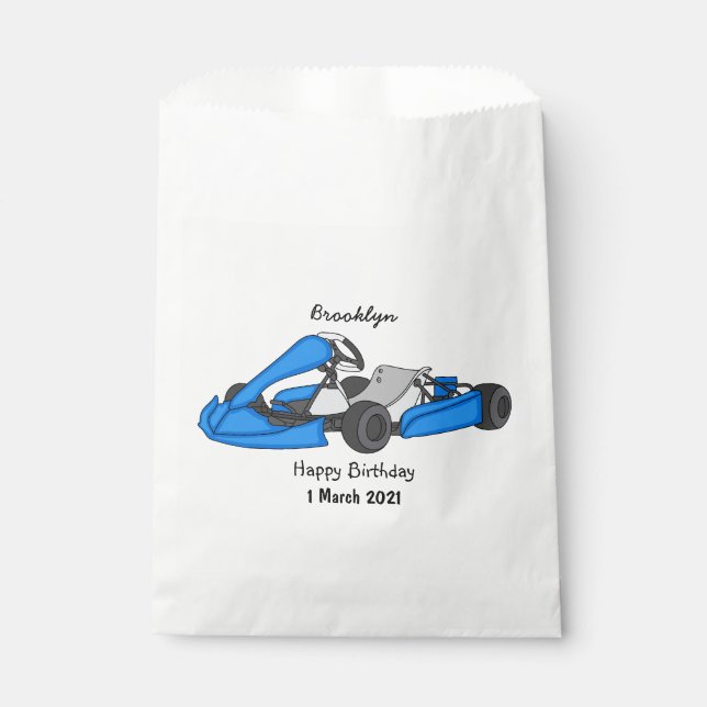 Kart racing cartoon illustration favour bag (Front)