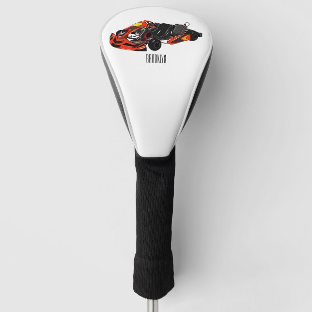 Kart racing cartoon illustration golf head cover (Front)