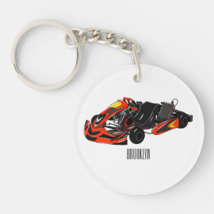 Kart racing cartoon illustration keychain