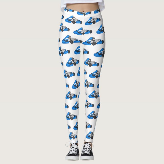 Kart racing cartoon illustration leggings (Front)