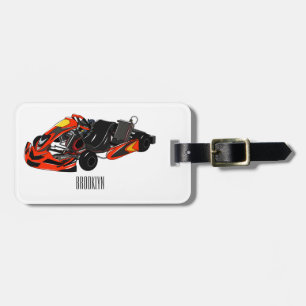 Kart racing cartoon illustration luggage tag