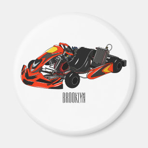 Kart racing cartoon illustration magnet