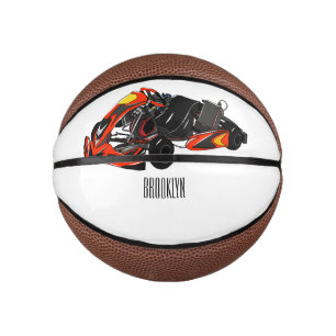 Kart racing cartoon illustration mini basketball