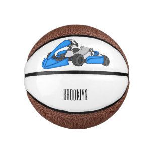 Kart racing cartoon illustration mini basketball