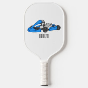 Kart racing cartoon illustration  pickleball paddle