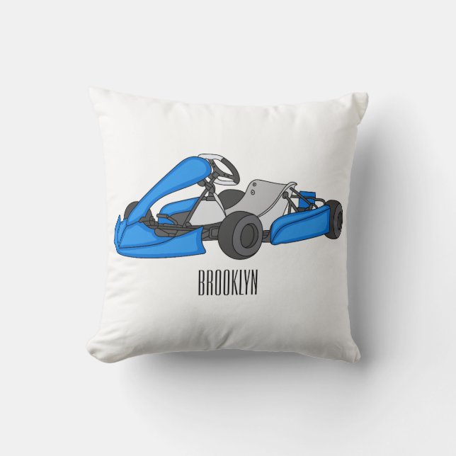 Kart racing cartoon illustration  throw pillow (Front)